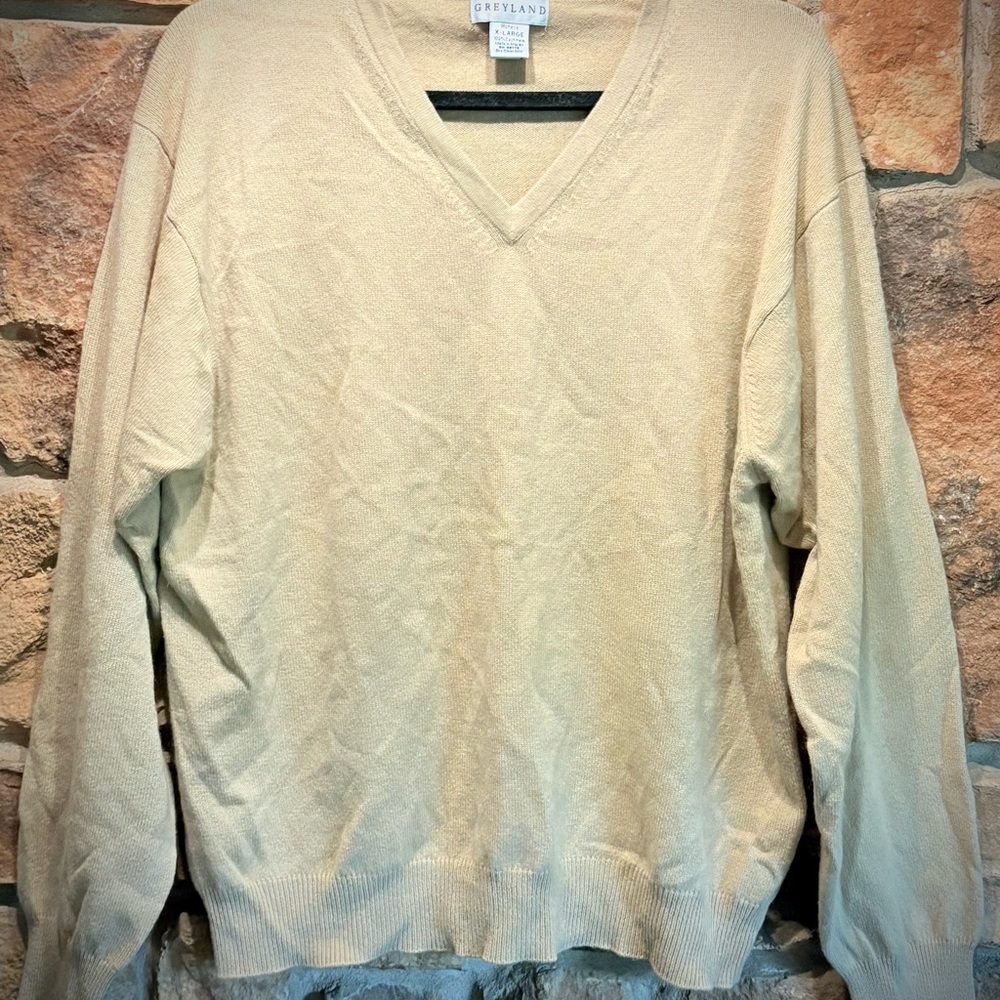 Cashmere Greyland Women’s XL V-Neck Beige Sweater